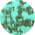 thumbnail image 1 of Ahgly Company Indoor Round Abstract Turquoise Blue Modern Area Rugs, 4' Round, 1 of 4
