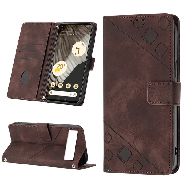Compatible with Google Pixel 7A Classic Embossed PU Leather Case with Card Holder Shockproof Cover