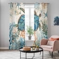 thumbnail image 6 of Kitchen Curtains 84 Inch Length 2 Panels, Ocean Turtle Grommets Window Treatment Curtain, Coastal Nautical Coral Starfish Blue Thermal Curtains Drapes for Living Room/Bathroom, 6 of 9