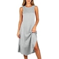 thumbnail image 5 of Horkkom Sleep Shirts for Women Sleeveless Solid Color Crew Neck Nightgowns Comfy Soft Night Dress, S-2XL, 5 of 6