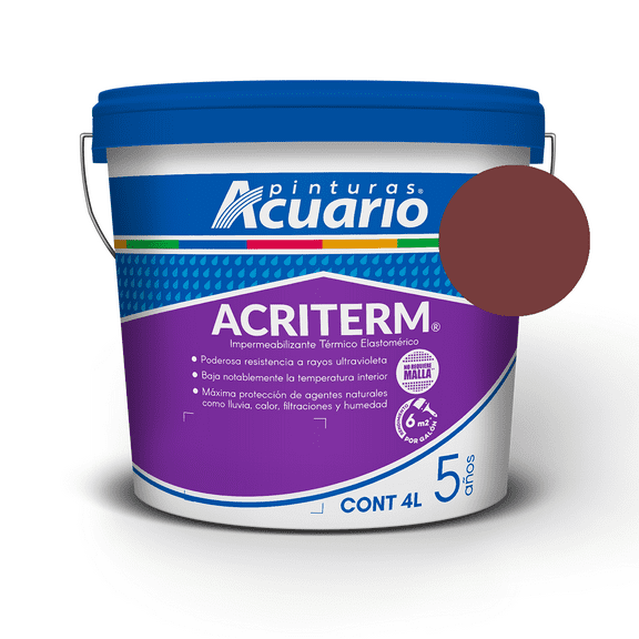 Impermeabilizante Térmico Elastomérico Pinturas Acuario Acriterm 5 Años 4 Litros Color Terracota