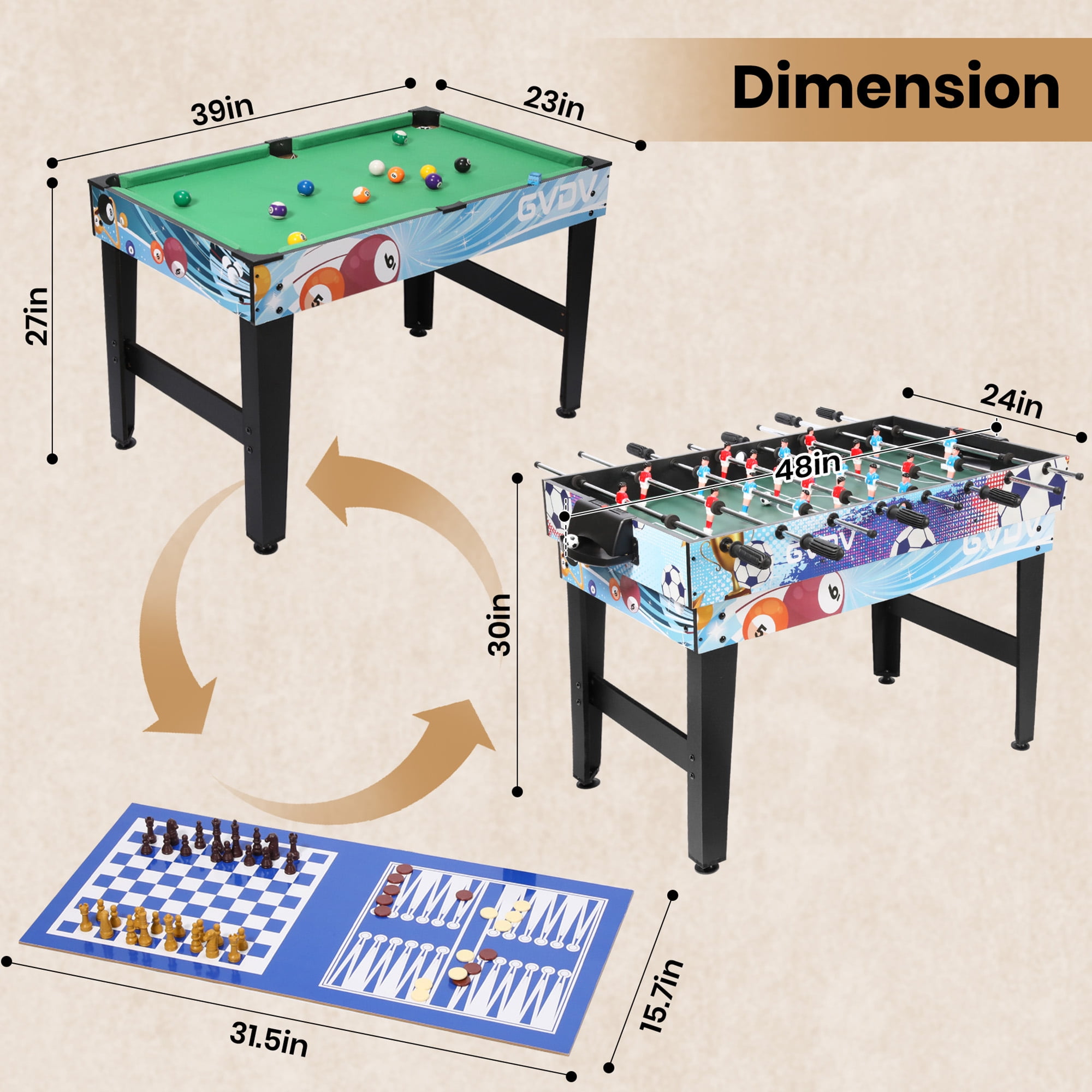 GVDV 12-in-1 Multi Game Table,48"Combo Game Table with Foosball,Billiards,Hockey,Shuffleboard,Bowling,Chess,Poker and More for Party,Game Room