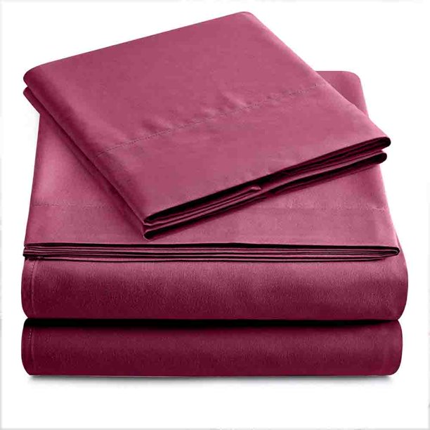 Juego de Sábanas Tacto Algodón Individual 3 Piezas Ultra Suaves y Frescas Color Uva Kyuden Home