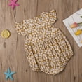 thumbnail image 4 of Douhoow Baby Girls Summer Romper Floral Ruffle Sleeve Round Back Button Jumpsuit, 4 of 6