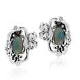 thumbnail image 4 of AeraVida Vintage Sterling Silver Ornate Swirls Oval Blue Turquoise Inlay Stud Earrings, 4 of 5