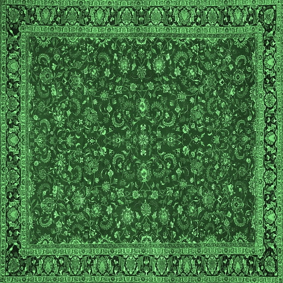 Ahgly Company Indoor Square Persian Emerald Green Traditional Area Rugs, 4' Square
