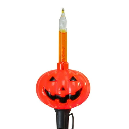 - Set of 10 Orange Pumpkin Halloween Bubble Light Set - Black Wire