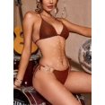 thumbnail image 3 of Charmo Women's Halter High Cut Cross Triangle Bikini Set Two Piece Tie Back Swimwear, 3 of 5