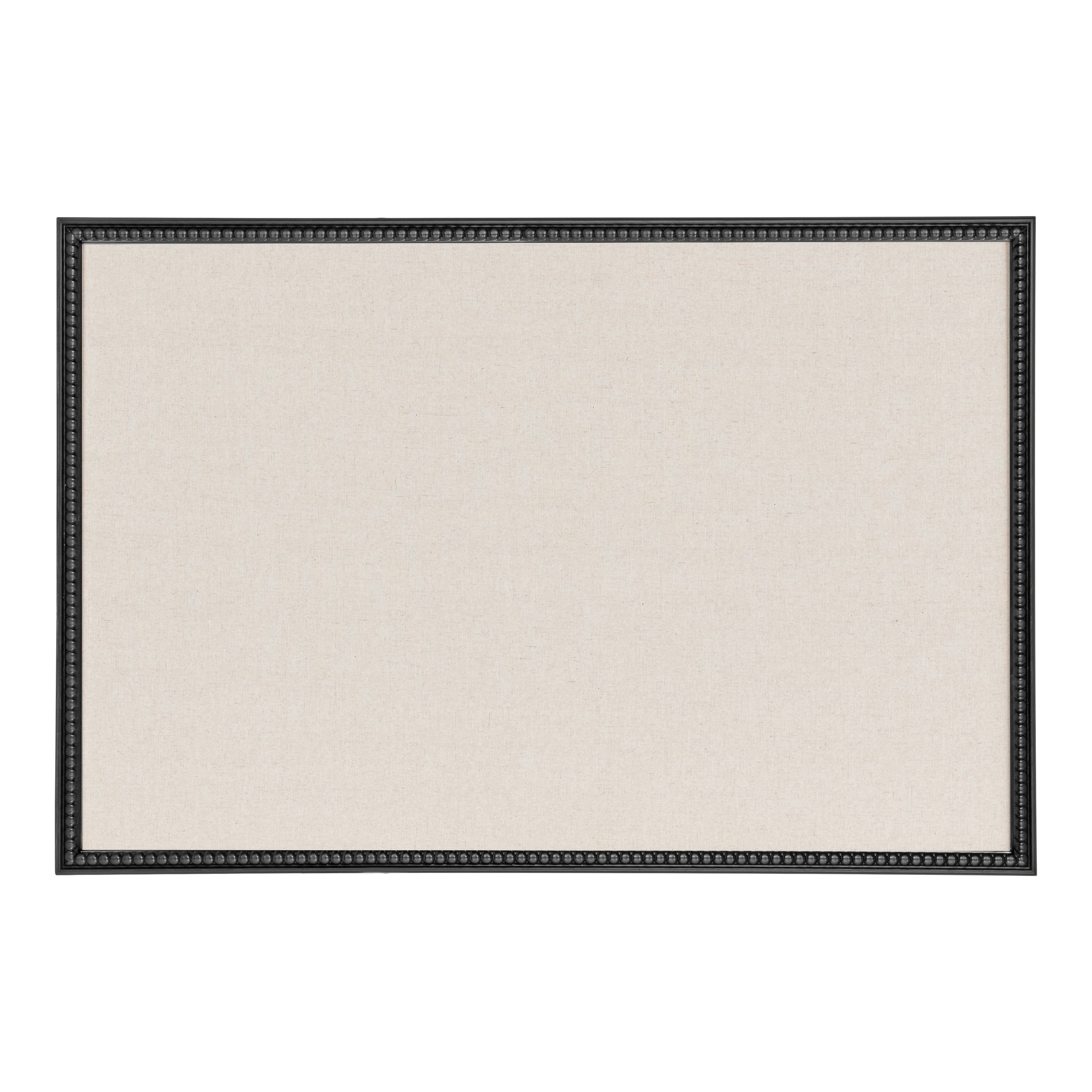 Kate and Laurel Makenna Framed Linen Fabric Pinboard, 24 x 36, Black, Traditional Beaded Bulletin Board for Vintage Home Wall Organization or Aspirational Vision Board