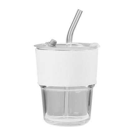 

400ML Bamboo-Joint Glass Cup With Lid and Straw Transparent-Bubble Tea Cup Juice Glass Beer Can Milk Cups Breakfast-Mug