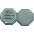 thumbnail image 2 of Velvet Treasures Engagement Ring Box - Vintage 3 Slot Octagon Jewelry Box for Wedding Ceremony, Display & Storage, Pale Blue, 2 of 4