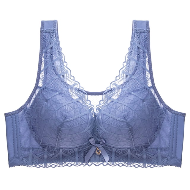 Virmaxy Soutien-Gorge Sans Fil pour Femmes Aguichant Grande Taille Mince en Dentelle Soutien-Gorge Rassemblant Sans Armature Confortable Fixe Ajustable Collection de Poitrine Coton Bleu Ciel TTG