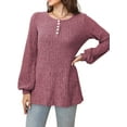 thumbnail image 2 of Fantaslook Henley Long Sleeve Shirts for Women Casual Tunic Tops Fall Dressy Blouses Lightweight Pullover, 2 of 7