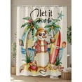 thumbnail image 4 of Christmas Snowman Standard Shower Curtain Set, Waterproof Shower Curtains for Bathroom, Winter Coastal Beach Palm Tree on Linen Washable Fabric Cloth Bath Curtain for Bathtub with Hooks 72x72 Inches, 4 of 6