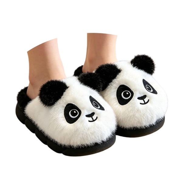Otqutp Panda Plush Animal Slippers for Boys Girls Cute Soft Sole Indoor Slippers Autumn Winter Kids Home Warm Slippers
