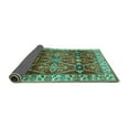 thumbnail image 2 of Ahgly Company Indoor Round Geometric Turquoise Blue Traditional Area Rugs, 4' Round, 2 of 4