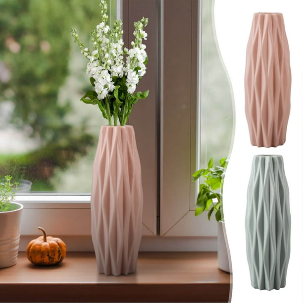 Jarrón de flores de plástico Decorativo moderno blanco | Plástico grande de 8,2 pulgadas y alta durabilidad | Centro de mesa elegante con ramo | Decoración del hogar Mesa del salón Bodas Eventos