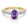 thumbnail image 3 of Gem Stone King 14K Two Tone Gold Purple Amethyst and Lab Grown Diamond Engagement Ring for Women | 2.05 Cttw | Oval 8X6MM | Gemstone February Birthstone | Size 7, 3 of 6