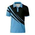 thumbnail image 3 of Men's T Shirts Golf Color Block Comfortable Casual Short Sleeve Polo Shirts Soft Breathable Fit Button Up Collared Mens Shirts Light Blue S, 3 of 7