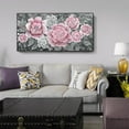thumbnail image 2 of HFDF Oversized Wall Art, Pink Flower Canvas Print Modern Pink & Grey Peony Blossom Artwork Extra Large Wall Picture Floral Decor for Living Room Bedroom Dining Room Office Decor 16x12inch Framed, 2 of 6