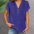 thumbnail image 2 of NinXxx Women's V Neck Short Sleeve Breathable Summer Basic Top Dark Purple XXXXXL, 2 of 4