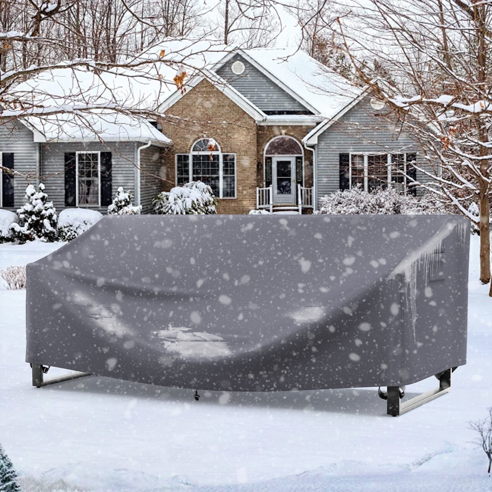 POCASSY Outdoor Furniture Cover Waterproof - 600D Oxford Waterproof Patio Furniture Cover with Handle and Storage Bag for Outdoor Sofa Outdoor Chair, 83"*34"*28", Gray
