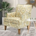 thumbnail image 5 of Accent Chairs Living Room Floral Print Fabric Club Chair Tufted Wingback Chair Reading Arm Reading Chairs for Bedroom Comfy(Beige Yellow), 5 of 8