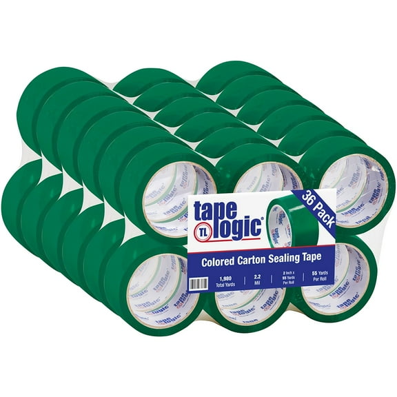 Tape Logic Carton Sealing Tape,2x55 yd.,Green,PK36 T90122G