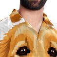 thumbnail image 5 of Pixel Dog Men's Casual Printed Button Down Short Sleeve Poplin Hawaiian Beach Shirt with Spread Collar Tops, 5 of 6