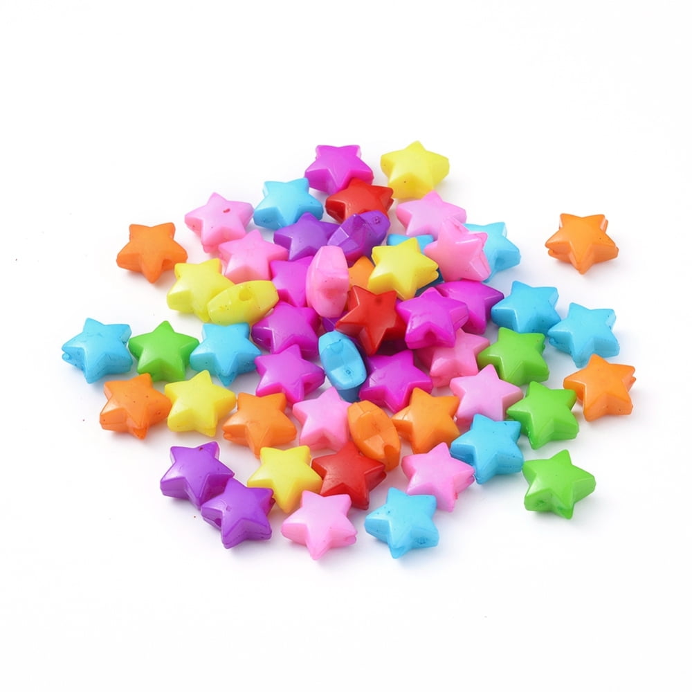 Opaque Acrylic Beads Star Mixed Color 12x12x6mm Hole: 2mm about 1340pcs/500g