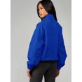 thumbnail image 2 of Royal Blue Womens Oversized Half-Zip Funnel Neck Windbreaker Jacket, 2 of 6