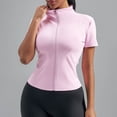 thumbnail image 2 of BTDECLAR Women's Full Zipper Yoga Shirts Short Sleeve Stand Collared Athletic Tops Stretchy Lightweight Summer Sporty Workout Jacket, 2 of 4