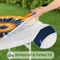 thumbnail image 5 of Orange Blue Tie Dye Mandala Pattern Round Fitted Tablecloth with Elastic Edge,Dining Table Cover Waterproof,Outdoor Round Tablecloth for Camping,Dining,Indoor and Outdoor, 5 of 7