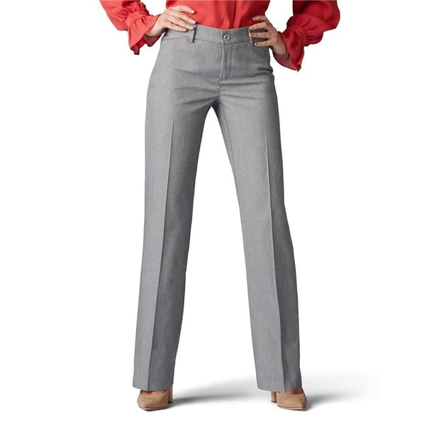 Pantalones Casuales de Cintura Alta y Corte Recto Holgado para Mujer con Bolsillos Plata L