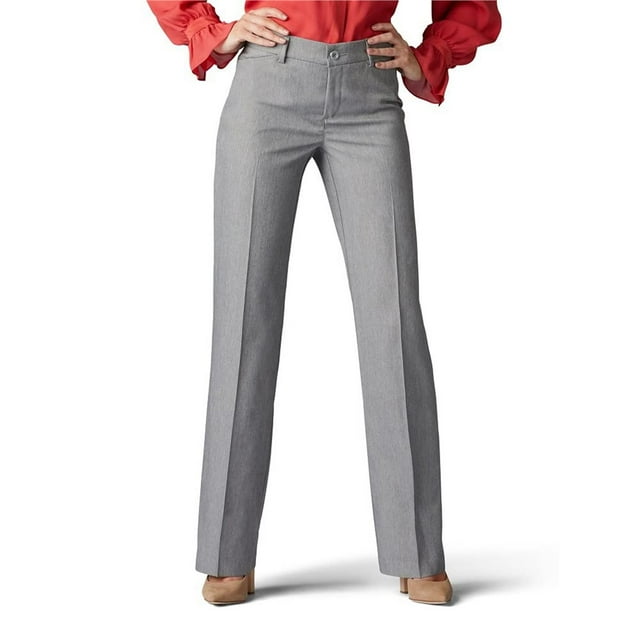 Pantalones Casuales de Cintura Alta y Corte Recto Holgado para Mujer con Bolsillos Plata M