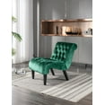 thumbnail image 6 of Tufted Accent Chair, Velvet Single Sofa Chair with Wave Seat Cushion, Comfy Upholstered Living Room Chairs with Rubber Wood Legs for Reading Room, Bedroom, Club, Green, 6 of 8