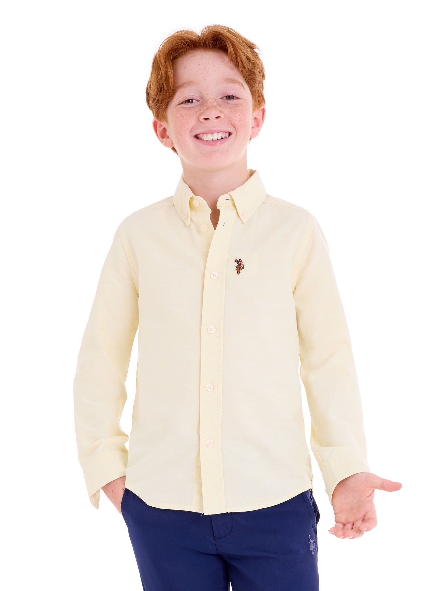U.S. Polo Assn. Boys Long Sleeve Button Down Oxford Shirt, Sizes 4-18