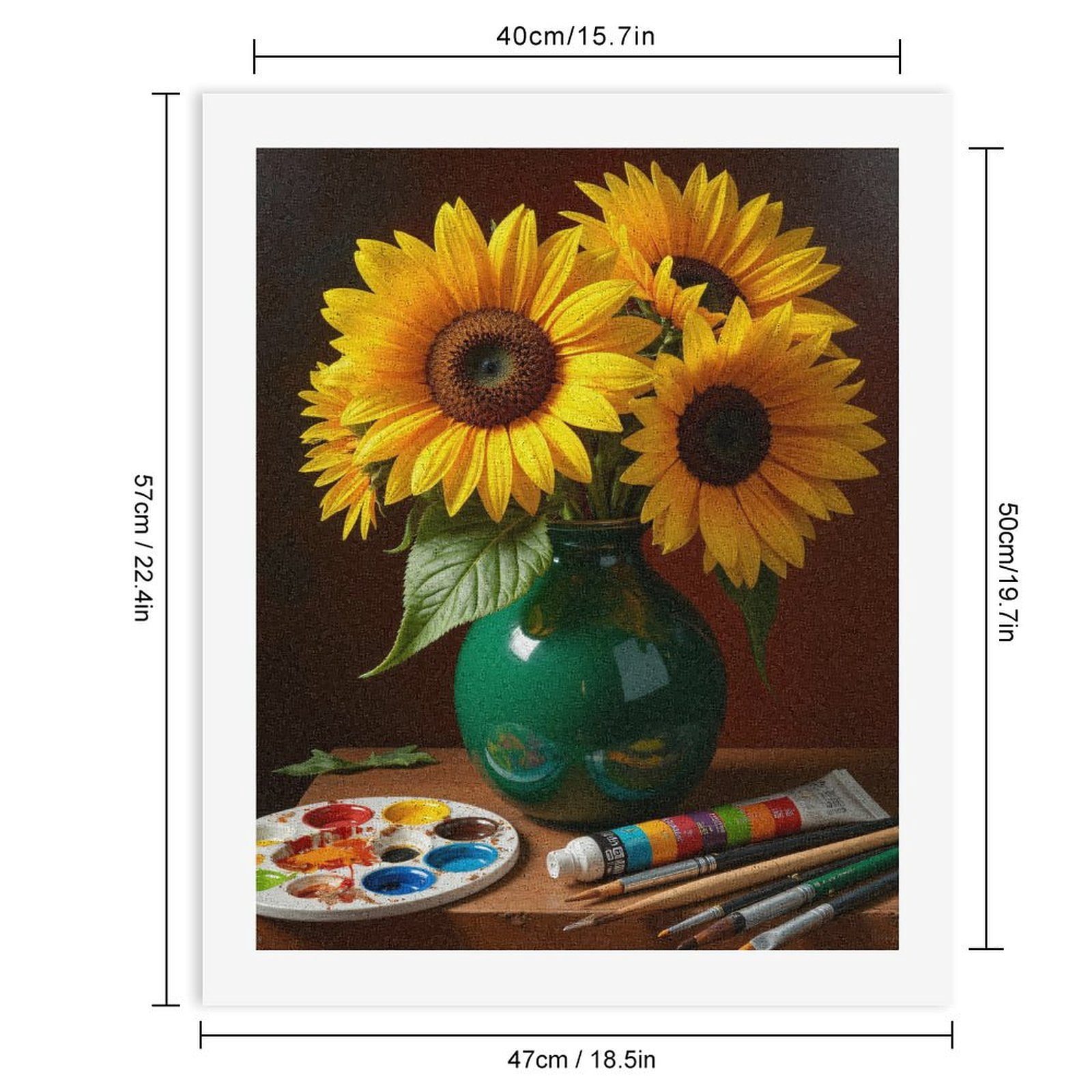 Paint By Numbers Kit for Adults Beginner - DIY Sunflowers Vase Paint Brushes Art Canvas Painting Kits for Adults, Frameless Paint By Number for Adults for Home Wall Decor 16x20 Inch