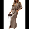 thumbnail image 2 of Camisa de Playa de Larga para Mujer, Blusa, Traje de Baño, Cuello Abotonado Marrón L, 2 of 10