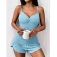 thumbnail image 4 of Ekouaer Sexy Ribbed Pajamas Set 2 Piece Lingerie V Neck Pjs Cami Shorts Set Cute Nightwear for Women, 4 of 6