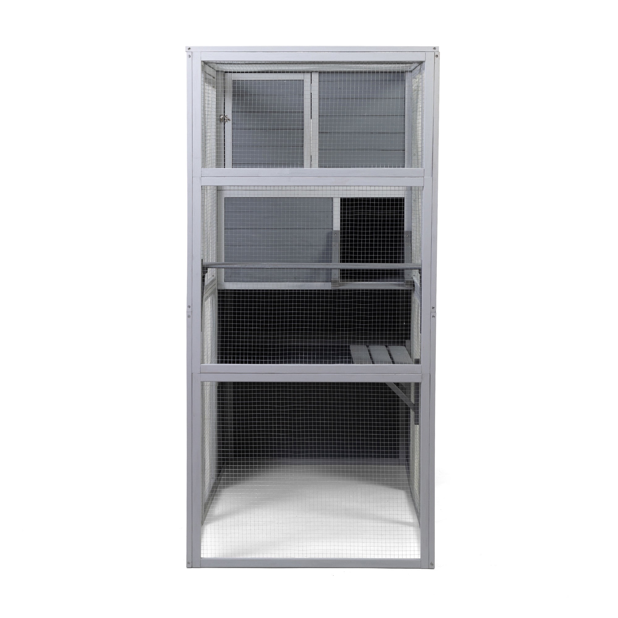 Seizeen Cat House for Outdoor, Catio Enclosure for Cat Wooden Large Kitty Cage , w/Platform, Resting Box, 4-tier Shadow Design, 70''H x 76''W