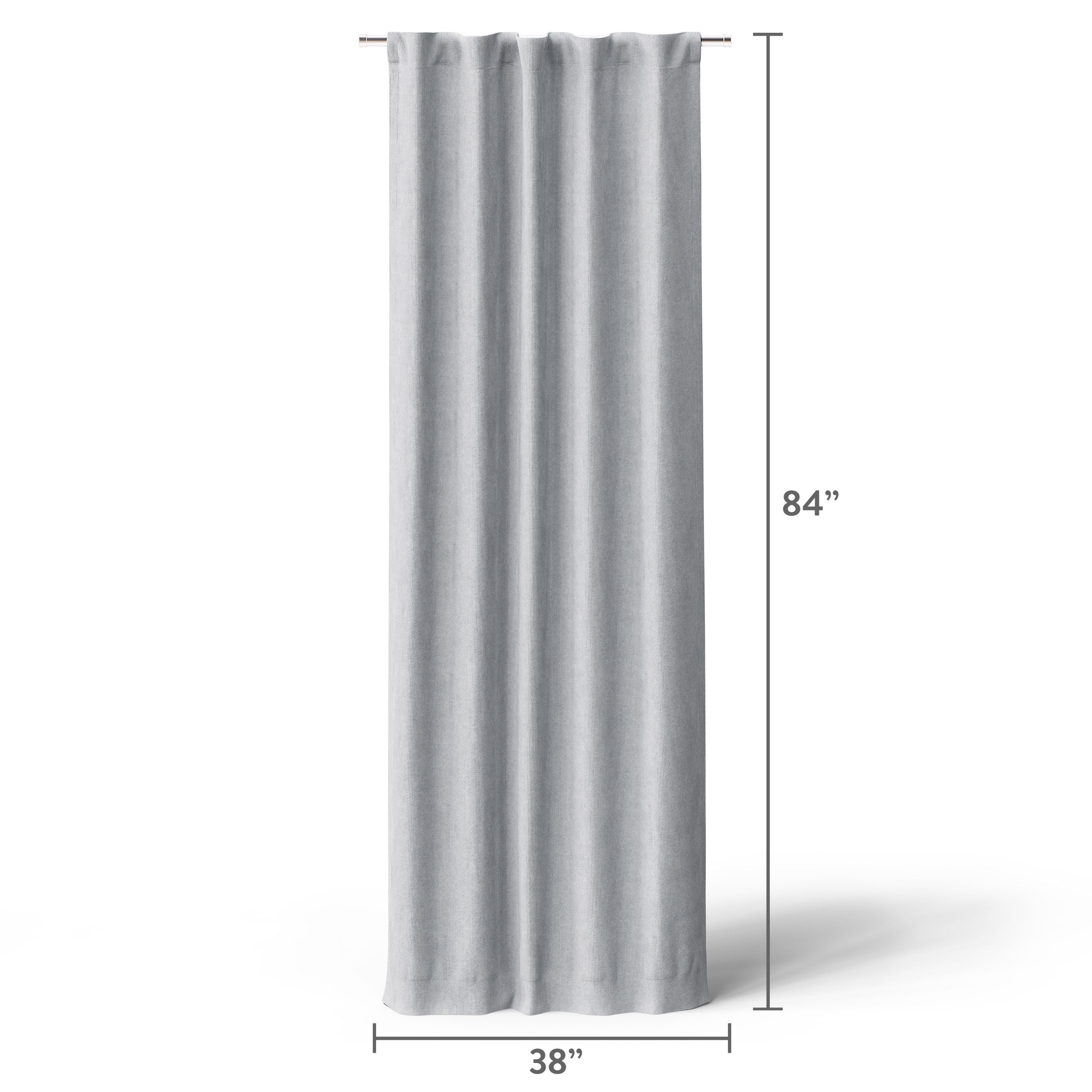 Mainstays Kids Soft Silver Solid Ribbed Corduroy Blackout Rod Pocket with Back Tabs Single Curtain Panel, Set of 1, 38" W x 84" L