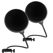 Dragonpad USA 6" Round Gooseneck Microphone Studio Pop Filter with Clamp - Black, 2 Pack