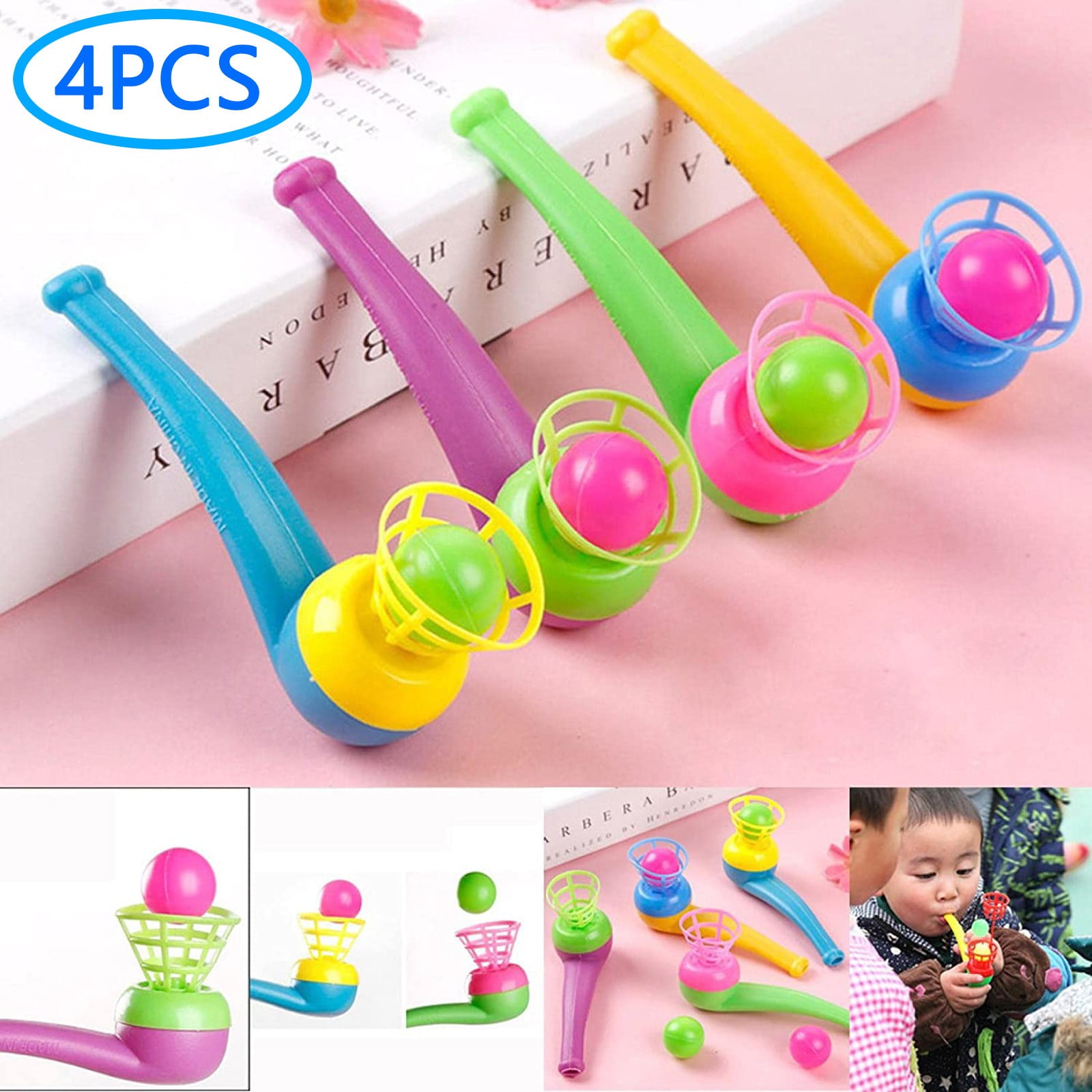 4pcs Kid Plastic Pipe Balls Toy Blow Blowing Toys Children Gift Wedding Part_TI 
