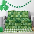 thumbnail image 3 of Throw Blanket Fleece Throw Blanket 50x80in, St. Patrick's Day Shamrock Plaid Soft Lightweight Bed Blankets Watercolor Lucky Shamrocks Fuzzy Couch Blankets for All Season, 3 of 9