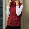 thumbnail image 2 of Lovskoo Womens Fuzzy Sherpa Fleece Jacket Vest Cozy Sleeveless Solid Cardigan Zipper Waistcoat Outerwear with Pocket Claret, 2 of 4