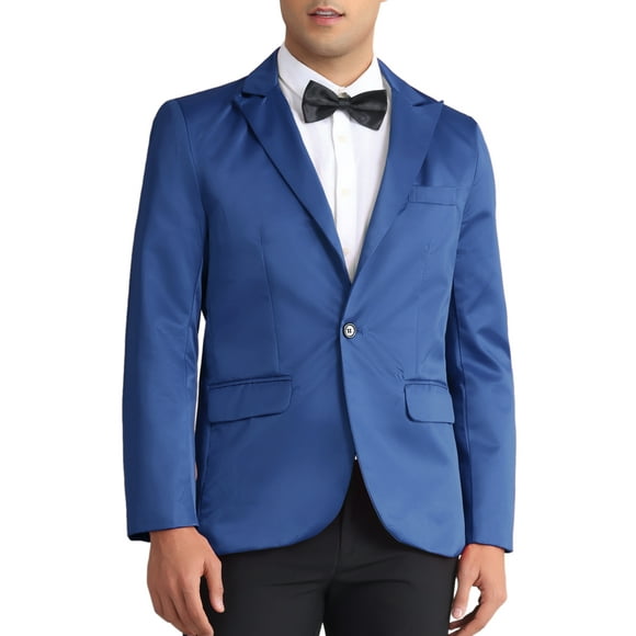 INSPIRAR CHIC Trajes de Hombre Formales de Color Sólido de Manga Larga con Solapa Pico Ajustados de Un Solo Botón 2XL Azul Marino
