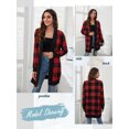 thumbnail image 4 of ZXSXSY Women Houndstooth Plaid Print Waterfall Neck Mid Length Long Sleeves Cardigan, 4 of 7