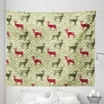 thumbnail image 1 of Deer Tapestry, Damask Pattern and Ornate Christmas Themed Animal Silhouettes, Fabric Wall Hanging Decor for Bedroom Living Room Dorm, 5 Sizes, Olive Green Pale Green, by Ambesonne, 1 of 1