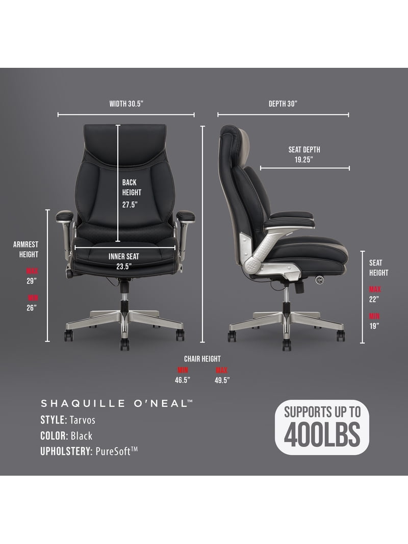 Shaq Tarvos Big & Tall Office Chair, PureSoft Upholstery, Height